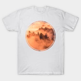 Mysterious Foggy Forest sunrise T-Shirt